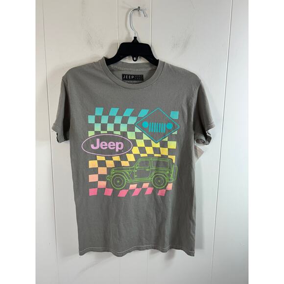 PacSun X Jeep Checkerboard Gray/Multi Size Women's Size S Short Sleeve T-Shirt - Picture 1 of 5